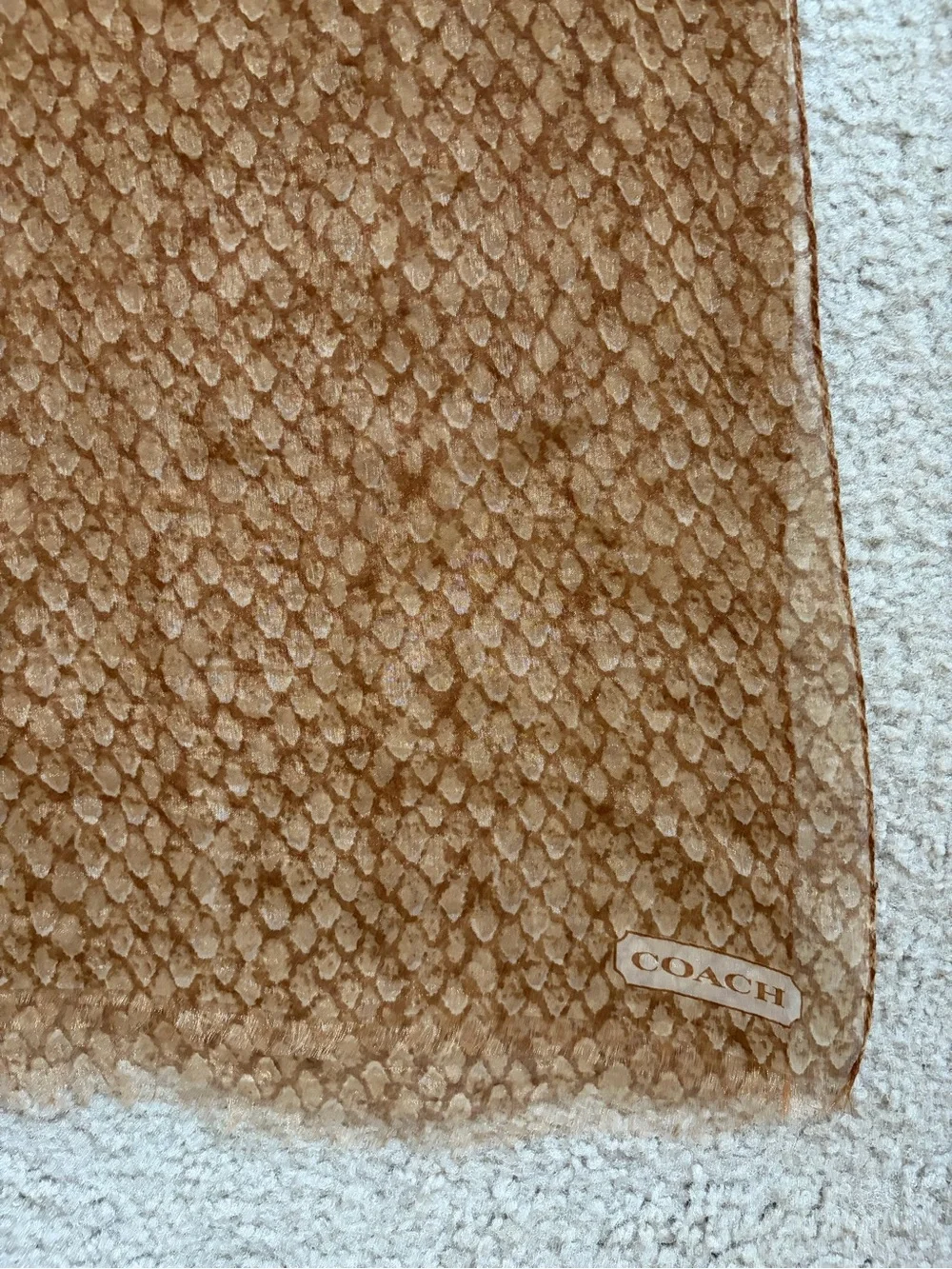 Coach Silk Brown Python Scarf Panel 20”*76”